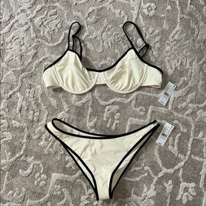 PacSun Cream and Black Bikini Set